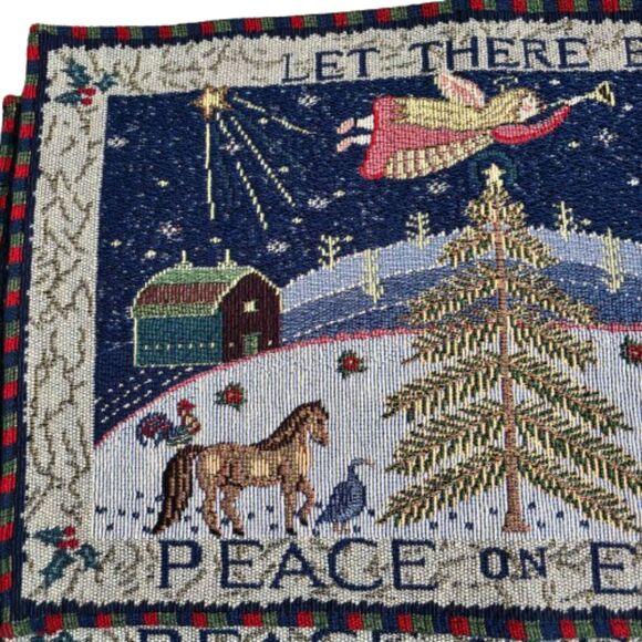 Set Of 4 Let There Be Piece On Earth Holiday Tapestry 19" x 12" Dinner Placemats - Picture 4 of 4